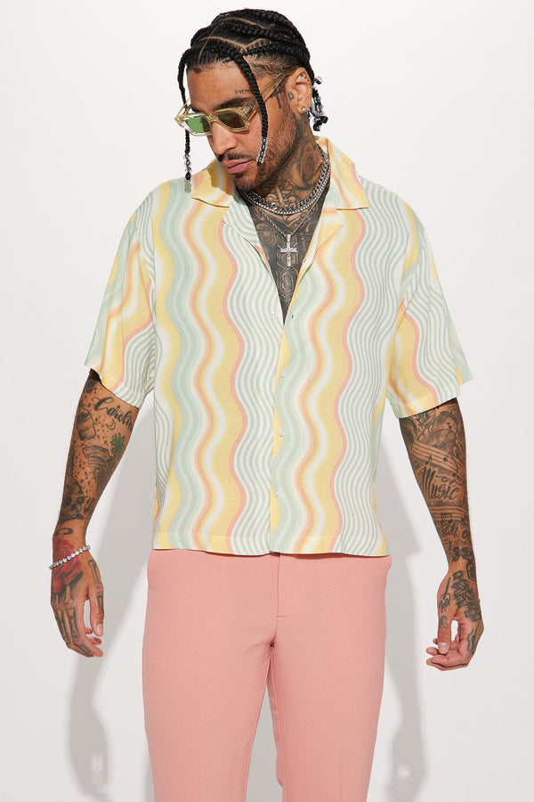 A Different Wave Short Sleeve Button Up - Multi Color