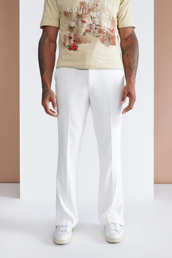 Modern Gabardine Flare Slit Trouser - Off White