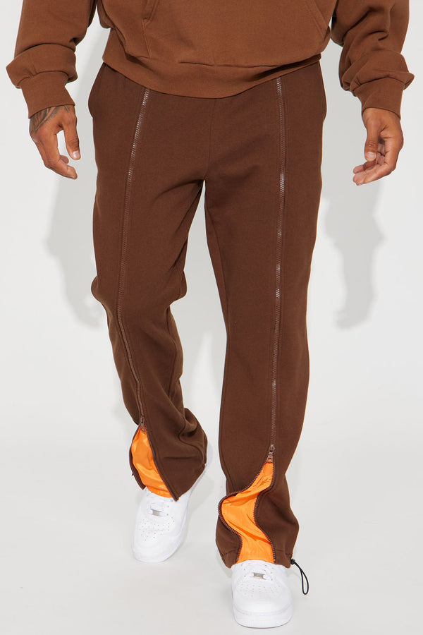 All In The Zippers Tyson Straight Sweatpant - Chocolate